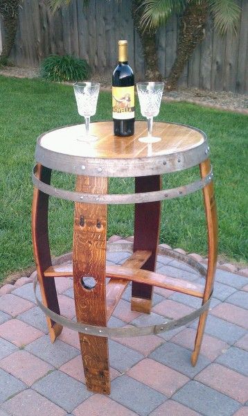 Cocktail Hour Elegant Barrel Table Wedding Barrels, Barrel Tables, Barbershop Ideas, Wine Barrel Decor, Wine Barrel Crafts, Barrels Diy, Wine Barrel Table, Whiskey Barrel Furniture, Barrel Projects