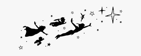 Peter Pan Silhouette Flying, Wendy Drawing, Peter Pan Drawing, Peter Pan Svg, Disneyland 2024, Peter Pan Characters, Peter Pan Silhouette, Peter Pan Art, Peter And Wendy