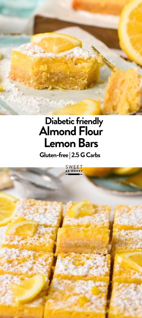 These Keto Lemon Bars are the best keto dessert for summer to fix your sweet tooth with no guilt and only 2.5 grams of net carbs per serving.A melt-in-your-mouth shortbread crust topped with tangy lemon curd for a refreshing decadent sugar-free dessert. Keto Lemon Bars Almond Flour, Almond Flour Lemon Bars, Keto Easy Sweets, Keto Blueberry Desserts, No Sugar No Carb Dessert Recipes, Low Sugar Lemon Bars, Gf Keto Desserts, Low Carb Zero Sugar Recipes, Prediabetic Dessert Recipes