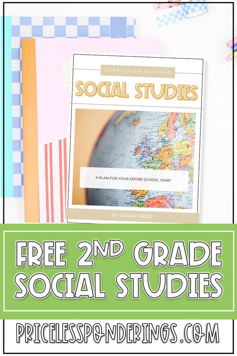 Unlock a year's worth of engaging social studies ideas for your second-grade class with our Free Social Studies Curriculum Roadmap! Tailored specifically for educators, this free resource simplifies planning with a complete year-long guide to help you create meaningful lessons on history, geography, community roles, and more. Perfect for busy second-grade teachers looking to enrich their classroom with a well-rounded social studies curriculum. 2nd Grade Social Studies Curriculum, Second Grade History, Second Grade Social Studies, 2nd Grade Social Studies, Interactive Notebooks Social Studies, 3rd Grade Social Studies, Pacing Guide, Social Studies Curriculum, Study Strategies