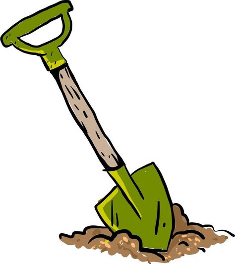 Green shovel, illustration, vector on white background. Shovel Illustration, Pictures Flowers, Landscape Gardening, Flower Landscape, Background Background, Background White, Illustration Vector, Shovel, Garden Landscaping