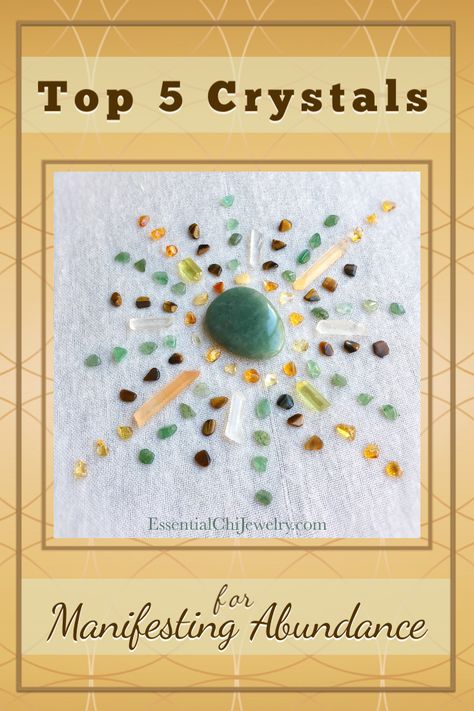 In this blog post I break down the top five crystals for Manifesting Abundance and how they work to create abundance for you. If you are new to crystals this is perfect to help you understanding beyond the woo factor. Repin to help support small businesses. #crystalgrid #manifesting #manifestation Abundance Mindset, citrine, Tiger Eye, Aventurine, jade, apatite. Manifesting Crystals, Crystals For Manifesting, Manifestation Abundance, Crystals Energy, Earth Magic, Using Crystals, Crystal Work, Nature Witch, Teen Witch