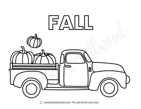 Fall truck coloring page with pumpkins Pumpkin Coloring Pages Free Printable, Truck Coloring Pages Free Printable, Pumpkin Coloring Sheet, Fall Coloring Sheets, Free Paper Printables, Pumpkin Coloring, Farm Fresh Pumpkins, Pumpkin Drawing, Coloring Page Free Printable