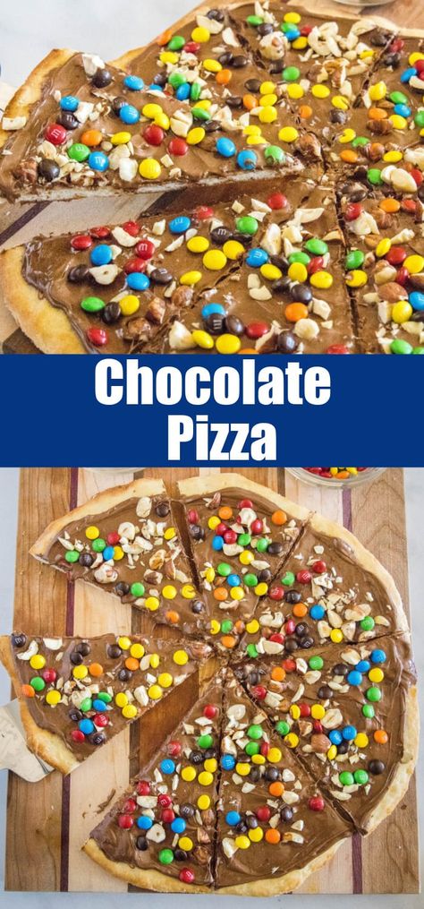 Candy Pizza Recipe, Chocolate Dessert Pizza, Easy Chocolate Dessert, Candy Pizza, Dessert Pizza Recipes, Sweet Pizza, Chocolate Pizza, Healthy Pizza Recipes, Nutella Desserts