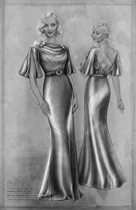 Costume Designer Trish Summerville Breaks Down the Costumes of “Mank” – Variety Costume Design Sketch, Marion Davies, Citizen Kane, Amanda Dress, Gary Oldman, Hollywood Icons, Costume Designer, Black And White Film, Anything Goes