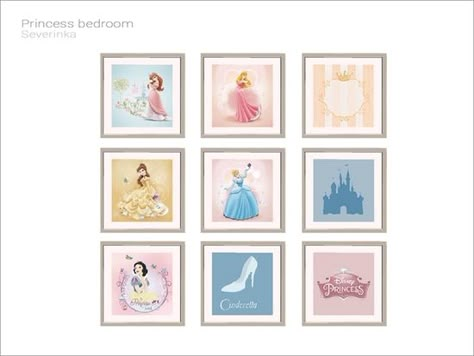 Disney Princess paintings Found in TSR Category 'Sims 4 Paintings & Posters' Disney Princess Paintings, Bedroom Princess, Princess Painting, Princess Nursery, Sims 4 Bedroom, Sims 4 Clutter, Princess Bedroom, Free Sims 4, Sims 4 Children