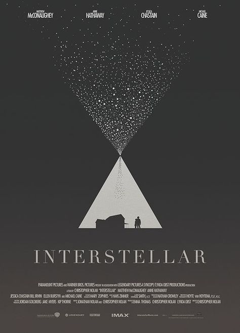 This movie poster portrays alot about the visuals of the Interstellar movie. With the elements of space and time. The poster has an hour glass contrast figure in the middle that shows about time. Follow up with the stars in the top half photo that looks like sand in hour glass but also shows outer space following the dark & monotone background of the poster. Interstellar Minimalist, Minimalist Poster Movie, Interstellar Poster, Interstellar Movie Poster, Interstellar Movie, Posters Design, Film Poster Design, Poster Movie, Movie Poster Wall