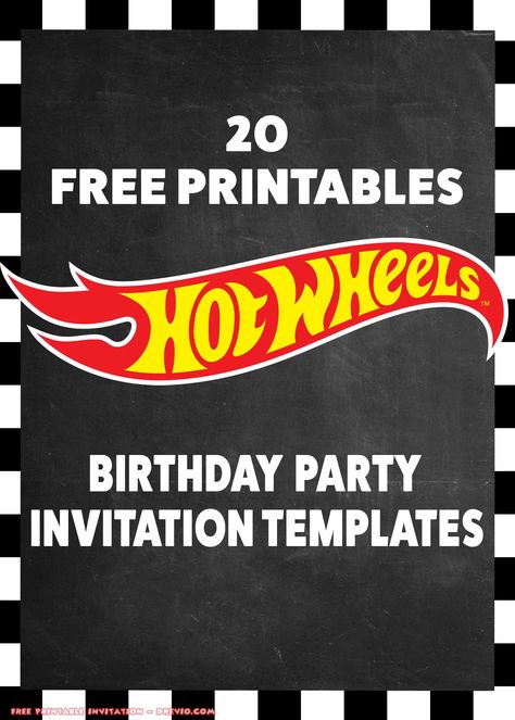 Hot Wheel Printables, Hot Wheels Themed Birthday Party, Hot Wheels Invitations, Birthday Party Invitations Free, Hotwheels Birthday Party, Hot Wheels Party, Hot Wheels Birthday, Car Party, Free Printable Birthday Invitations