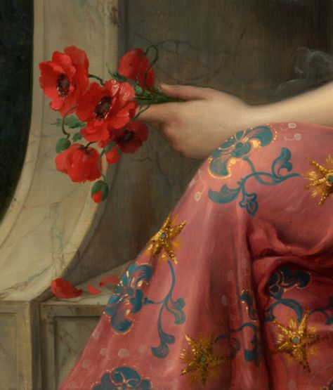 Emile Vernon, Girl with a poppy, approximately... Poppy Flower Aesthetic, Art Amour, Flowers For You, Aesthetic Look, Aesthetic Painting, + Core + Aesthetic, Classical Art, Poppy Flower, Moon Child