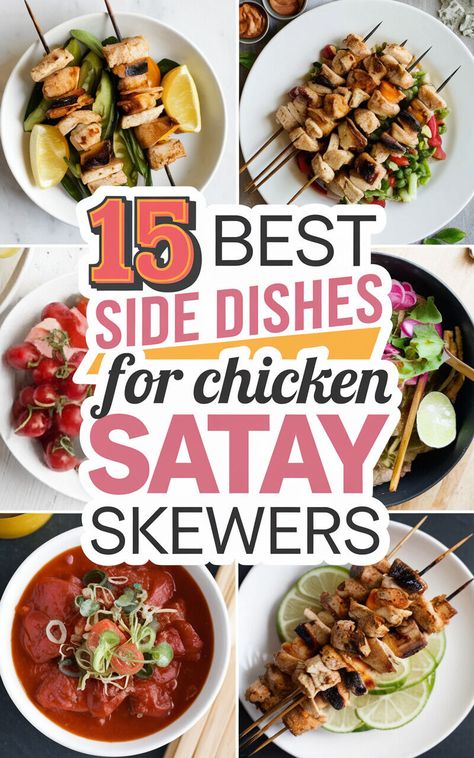 Get Creative in the Kitchen with These Delicious Side Dishes for Chicken Satay! 🍴🍅 #FoodieFun #CookingInspiration #YumYum Thai Mango Salad, Grilled Vegetable Skewers, Chicken Satay Skewers, Satay Skewers, Glass Noodle Salad, Elegant Dinners, Vegetable Skewers, Side Dishes For Chicken, Massaman Curry