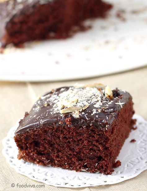 Chocolate Cake Recipe (Eggless) With Step By Step Photos - Vegan Cake - No Butter, No Condensed Milk Eggless Vanilla Sponge Cake, Eggless Chocolate Cake, Eggless Cake Recipe, Eggless Recipes, Eggless Baking, Eggless Cake, Vanilla Sponge, Loaf Cake, Cake Frosting