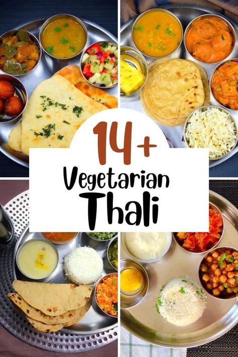 Indian Vegetarian Thali Collection. Potato Cauliflower Curry, Indian Feast, Dal Rice, Lentil Dal, Indian Cookbook, Spinach Curry, Cauliflower Curry, Different Vegetables, Stir Fries