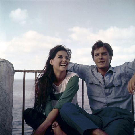 An Icon, A Detail: Alain Delon's Chambray Shirt. Esquire-- Alain Delon et Claudia Cardinale. Gena Rowlands, Luchino Visconti, Photo Star, Faye Dunaway, French Cinema, Claudia Cardinale, I Love Cinema, Italian Beauty, Italian Actress