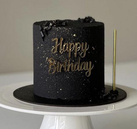 Bday Cakes For Men Simple, 26 Th Birthday Cake For Him, Classy Cakes Birthday Men, Black Mini Cake Birthday, Black And White Birthday Food, Matte Black Birthday Cake, 28 Birthday Men, Cake 40th Birthday Men, Small Black Birthday Cake