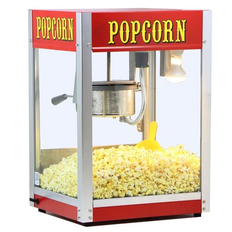 Paragon Theater Pop 4-Ounce Popper Popcorn Machine, Red Commercial Popcorn Machine, Popcorn Oil, Popcorn Seeds, Kettle Popcorn, Popcorn Salt, Hot Popcorn, Cinema Decor, Red Cabinets, Popcorn Popper