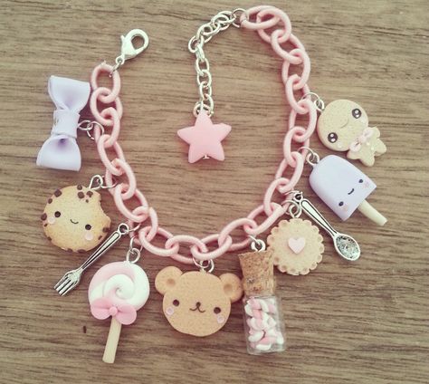 Kawaii Handmade Bracelet For Birthday, Handmade Kawaii Jewelry For Party, Handmade Kawaii Bracelets For Birthday, Kawaii Bracelet Jewelry For Friendship, Handmade Kawaii Polymer Clay Jewelry, Kawaii Bracelet, Funky Bracelet, Clay Keychain, Polymer Clay Bracelet