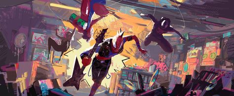 Zac Retz, Spiderverse Art, Spider Punk, Visual Development, Spiderman Art, Environment Concept Art, Environmental Art, Spider Verse, Arctic Monkeys