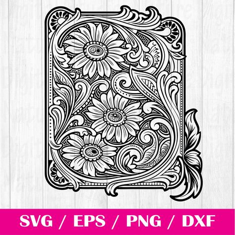 Tooled Leather Pattern Floral SVG, svg files, svg files for cricut, svg cricut, Cut Files Cricut, Digital Download, Silhouette Svg,Pattern80 Tooled Leather Pattern, Leather Patterns, Leather Tooling Patterns, Pattern Svg, Floral Svg, Cricut Cut Files, Leather Pattern, Tooled Leather, Cricut Cut