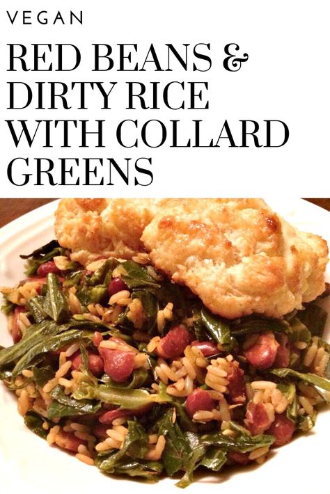 Paper Mache Moon, Vegan Red Beans, Giant Paper Mache, Collard Greens Recipe, Vegan Soul Food, Dirty Rice, Tasty Vegetarian Recipes, Collard Greens, Plant Based Eating