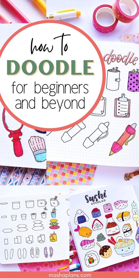 How To Doodle For Beginners Patterns, Learn How To Doodle, Learn To Doodle For Beginners, Doodling For Beginners, Doodle How To, Doodle Art Easy Ideas, Doodle Practice Sheets, How To Doodle For Beginners, Built Journal