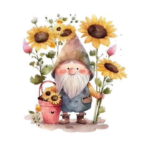 Gnome Illustration, Gnomes Spring, Spring Gnomes, Cherry Blossom Petals, Cherry Blossoms Illustration, Gnome Pictures, Banner Drawing, Storybook Art, Spring Decoration