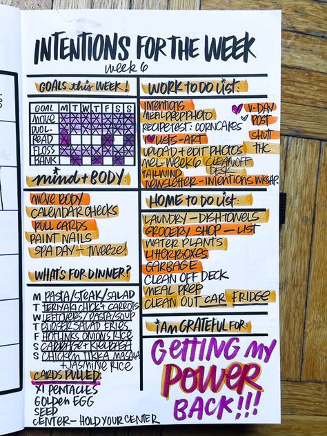 Intentions for the Week - The Handwriting Club by Tracy Benjamin Intentions For The Week, Daily Journal Ideas, Planner Ideas Layout, Weekly Planner Ideas, Daily Planner Design, Free Daily Planner, Bullet Journal Key, Household Binder, Week Planner