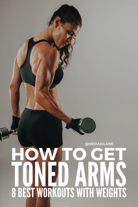 How to Get Toned Arms At Home: 8 Best Exercises Upper Body Dumbbell Workout, Arm Workout Routine, Tone Arms Workout, Tone Your Arms, Squats And Lunges, Easy Exercises, Body Pump, Get Toned, Toned Arms