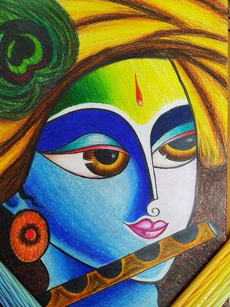 Cartoon Colour Pencil Drawing, Krishna Color Pencil Sketch, Color Pencil Art Cartoon, Colored Pencil Sketches Easy, Pencil Colour Easy Drawing, Radha Krishna Pencil Colour Drawing, Easy Colour Pencil Art, Colour Pencil Art Drawings Easy Simple, Pencil Colour Drawing Ideas Creative