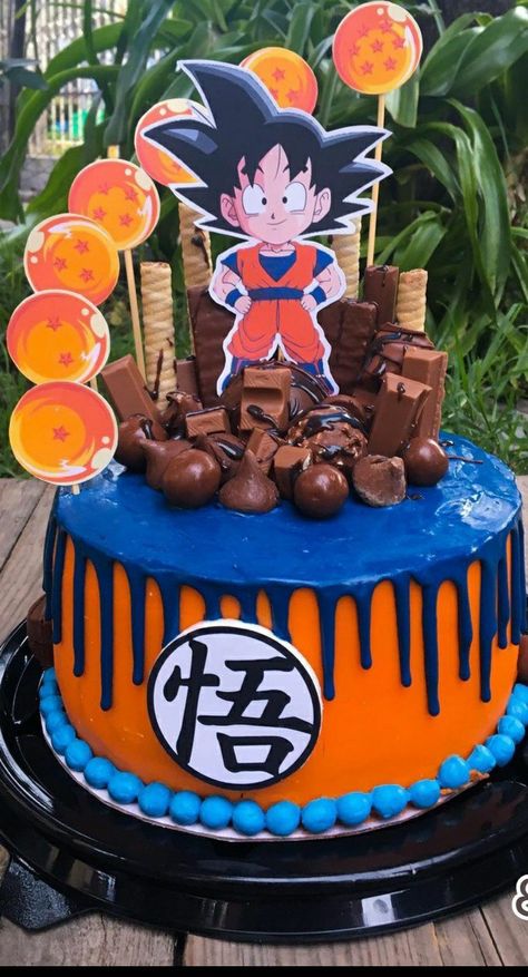 Dragon Ball Z Birthday Cake Ideas, Dragonball Birthday Cake, Goku Theme Party Ideas, Dragon Ball Z Gift Ideas, Dragonball Z Party Ideas, Dbz Birthday Party Ideas, Dragon Ball Z Cake Ideas, Dragon Ball Z Party Ideas Birthdays, Dragon Ball Z First Birthday