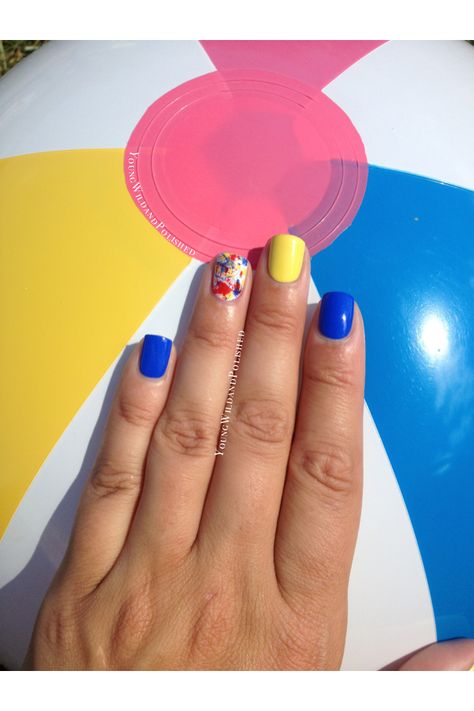 Beach Ball Nails by YoungWildandPolished Beach Ball Nail Designs, Beach Ball Nails, Beach Ball Craft Toddler, Holding Beach Ball Reference, Light Up Beach Balls, Clear Beach Balls In Pool, Ball Nails, Beach Ball, Beach Nails