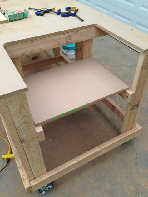 I Built a Rolling Workbench – Less Talk, More Do Table Saw Bench, Workbench Stool, Rolling Workbench, Workbench Organization, Table Saw Workbench, Workbench Designs, Building A Workbench, Mobile Workbench, Diy Table Saw