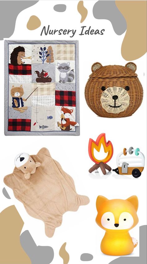 Happy Camper Nursery Theme, Happy Camper Nursery, Forest Nursery Ideas, Camper Nursery, Camping With A Baby, Lambs & Ivy, Fox Nursery, Blue Bedding Sets, Storage Baskets With Lids