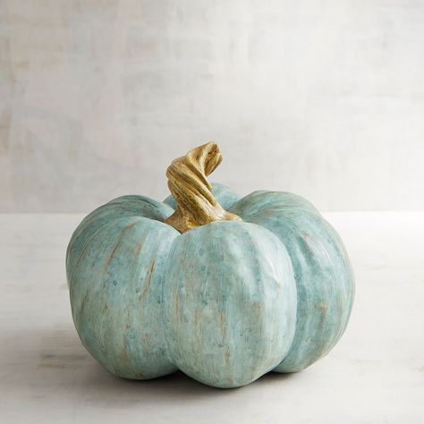 Blue Resin Pumpkins | Pier 1 Imports Denim Blue Table, 3 Pumpkins Stacked, Exotic Artwork, Decorated Pumpkins, Elegant Pumpkins, Coastal Fall, Pumpkin Images, Blue Pumpkin, Thanksgiving Weekend