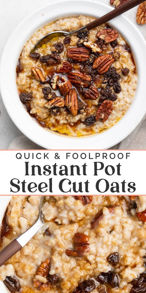 If you're not a fan of steel cut oats, it may very well be because you haven't tried them like this yet! The Instant Pot is the best and easiest way to get creamy, rich steel cut oats - it's so fast and foolproof you'll want to make them every morning! Steel Cut Oats Crockpot, Steel Oats, Steel Cut Oatmeal Recipes, Steel Cut Oats Overnight, Steel Cut Oats Recipe, Everyday Breakfast, 40 Aprons, Scratch Cooking, Steel Cut Oatmeal