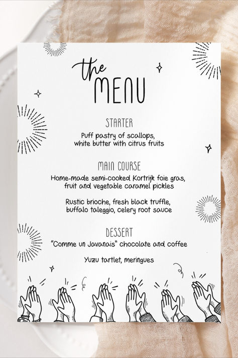 Add a touch of whimsy to your New Year's Eve dinner with our 'Whimsical Doodles' Menu Template for 2024. This black and white design, featuring delightful doodles, promises a playful and festive dining experience. Download instantly and electronically for a hassle-free celebration. Infuse your holiday party with charm and creativity! 🍽️ New Years Eve Menu Design, New Years Eve Menu, New Year's Eve Dinner, New Year Menu, 2024 Party, Popup Menu, Whimsical Doodles, New Years Eve Dinner, New Year's Food