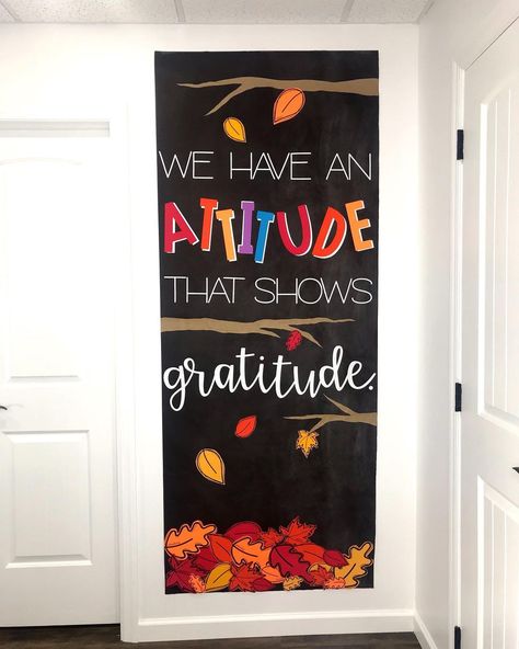 Gratitude Decorations, Attitude Of Gratitude Bulletin Board, Joey Udovich, Preschool Door Decorations, Gratitude Poster, Preschool Door, November Bulletin Boards, Gratitude Day, Social Skills Activities