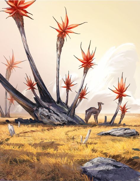 Alexander Ostrowski, Alien Tree, Alien Desert, Alien Plants, Scifi Fantasy Art, Alien Concept, Landscape Concept, Alien Planet, Alien Concept Art