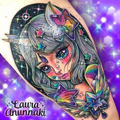 Laura Anunnaki, Cat Logo Design, Skull Girl Tattoo, Gem Tattoo, Unicorn Life, Tattoos With Kids Names, Unicorn Tattoos, Witch Tattoo, Kawaii Tattoo