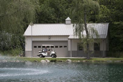 This garage was built for Ed of Marysville, OH Special Features: Morton's Hi-Rib Steel Cupola Porch Wainscot Morton's Energy Performer Insulat... Stairway Wainscoting, Craftsman Wainscoting, Wainscoting Staircase, Wainscoting Nursery, Wainscoting Hallway, Black Wainscoting, Wainscoting Stairs, Wainscoting Kitchen, Wood Wainscoting