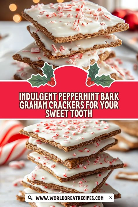 Satisfy your sweet cravings with these indulgent peppermint bark graham crackers. This tempting treat combines the crunch of graham crackers with luscious melted chocolate and a burst of peppermint flavor. Ideal for cozy winter nights or festive celebrations, these easy snacks are simple to prepare and look stunning on any dessert table. Use quality ingredients for the best flavor and try experimenting with different chocolate types. Get ready to dive into this chocolatey, minty delight! Graham Cracker White Chocolate Bark, Cookies With Graham Cracker Crumbs, Graham Crackers Snacks, Graham Cracker Recipes Desserts Simple, Graham Cracker Bark, Graham Cracker Recipes Desserts, Chocolate Types, Graham Cracker Dip, Graham Cracker Bars