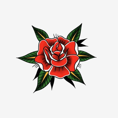 Thorny Rose Tattoo, Old School Tattoo Rose, Traditional Tattoo Rose, Rose Tattoo Traditional, Old School Rose Tattoo, Rose Traditional Tattoo, American Traditional Rose, Tattoo Clipart, Traditional Rose Tattoo