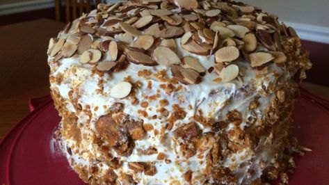 Copycat of Prantl's Burnt Almond Torte Recipe - Food.com Burnt Almond Torte Recipe, Burnt Almond Cake Recipe, Almond Torte Recipe, Burnt Almond Cake, Burnt Almond Torte, Torte Recipes, Almond Torte, Almond Brittle, Almond Cake Recipe