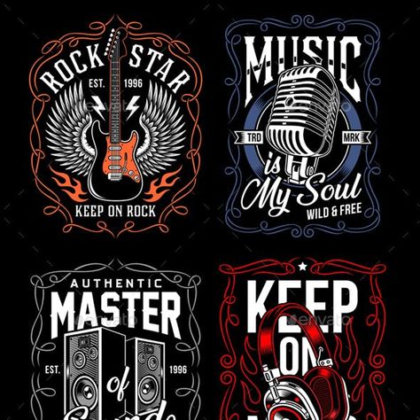 Music T-Shirt Design Set 90s Shirts Graphic Tees, Music Graphic Design, Graphic Design Shirt, Graphic Shirt Design, T Shirt Logo Design, Pop Culture Tshirts, Shirt Logo Design, Music Logo, Graphic Tshirt Design