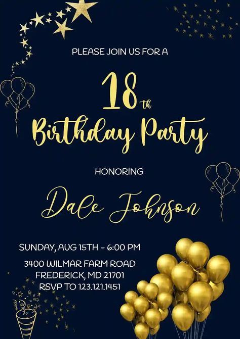 Online 18th Birthday Invitations, Free Online Party Invitations, 18th Birthday Invitation Templates Free Printable, 18th Birthday Invites, 79th Birthday, Online Invitation, Bday Invitations, Invitation Maker, Confetti Birthday