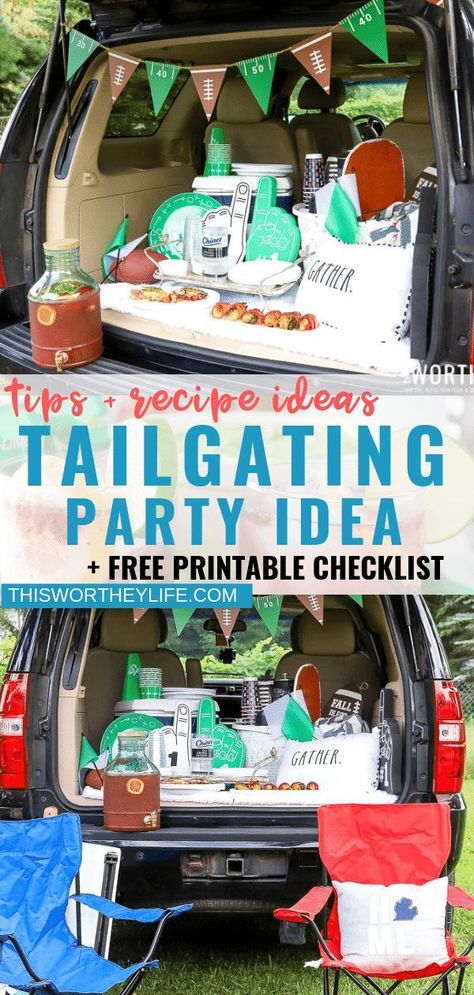 Tailgating Hacks, Tailgating Party Ideas, Tailgating Setup, Tailgate Food Ideas, Football Food Ideas, College Football Tailgate, Team Decor, Football Watch Party, College Tailgate