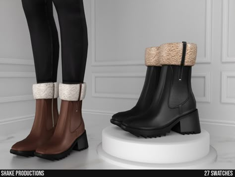 The Sims Resource - Leather Boots - S022401 Sims 4 Cas Mods, Sims Packs, Play Sims 4, Cc Shoes, Sims 4 Cc Shoes, Feminine Shoes, Pelo Sims, Sims 4 Cc Folder, Sims 4 Teen