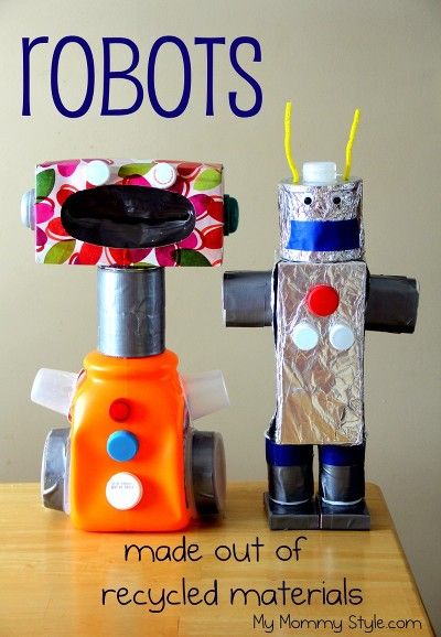 30 creative art projects using recycled materials - My Mommy Style Recycled Crafts Kids Projects, Recycling Projects For Kids, Recycling For Kids, Robot Craft, Recycled Toys, Recycled Robot, Recycled Crafts Kids, Recycled Art Projects, Cool Art Projects