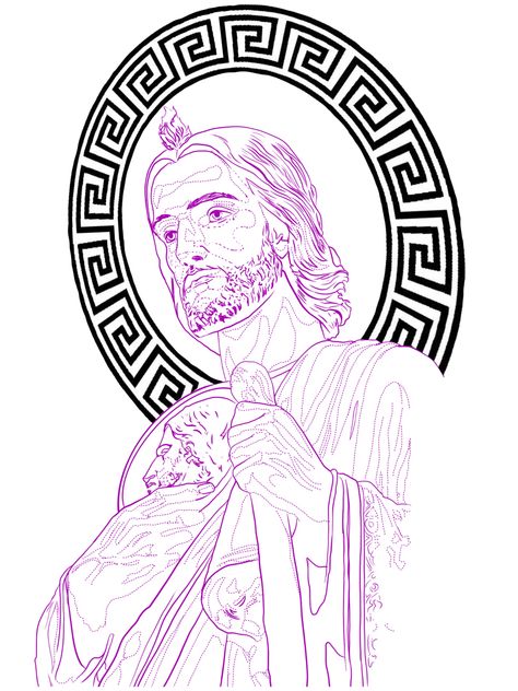 San Judas Tattoo Stencil, San Judas Tadeo Drawing, San Judas Drawing, San Judas Tattoo Design, San Judas Tattoo, San Judas Tadeo Tattoo Leg, San Judas Back Tattoo, San Judas Outline, San Judas Outline Tattoo