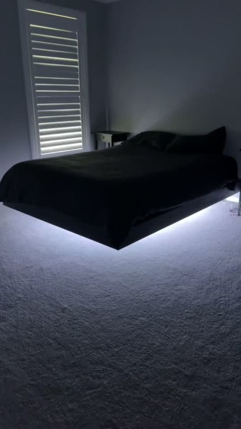 Peter Donati(@peterdonati) on TikTok: Hot country meets floating bed frame ✨ #australia Floating Bed Black, The Bed Frame, Floating Bed Aesthetic, Room Beds & Bed Frames, Full Floating Bed, Bedroom Beds & Frames, Walk In Shower Modern, Floating Bed Frame Diy, Floating Bed Ideas