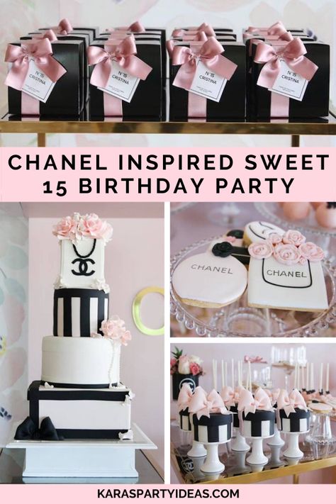 Chanel 30th Birthday Ideas, Chanel 1st Birthday Party, Chanel Bday Party Ideas, Coco Chanel Theme Birthday Party, Chanel 50th Birthday Party Ideas, Chanel Themed Party, 16 Birthday Party Activities, Chanel Party Theme Decoration, Chanel Themed Birthday Party